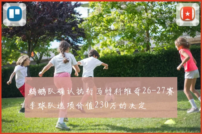 鹈鹕队确认执行马特科维奇26-27赛季球队选项价值230万的决定